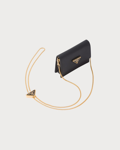PRADA Card Holder with Shoulder Strap | 普拉達 銀包連鏈帶 (Black)