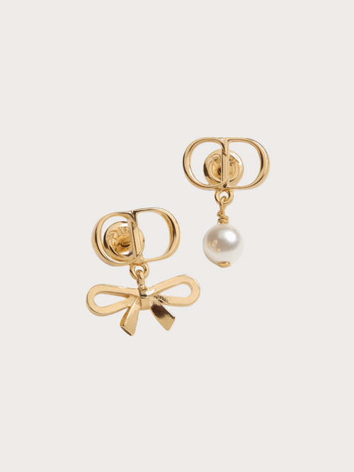 CHRISTIAN DIOR CD Mini Bow Earrings(Gold)