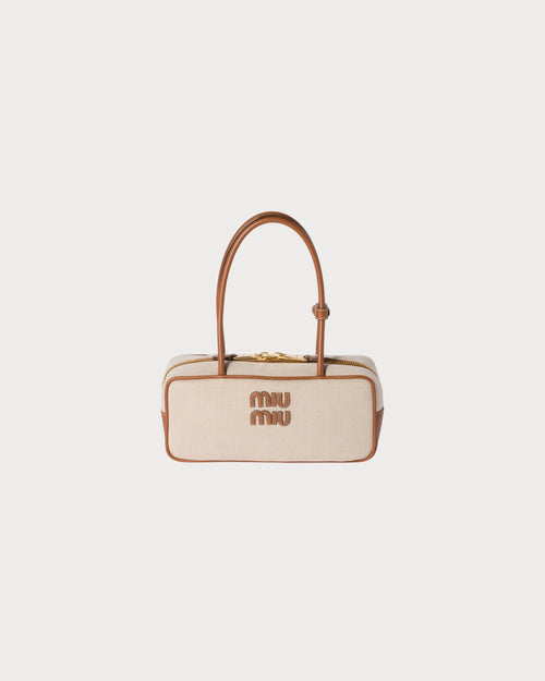 MIU MIU Beau Canvas and Leather Bag(Ecru)