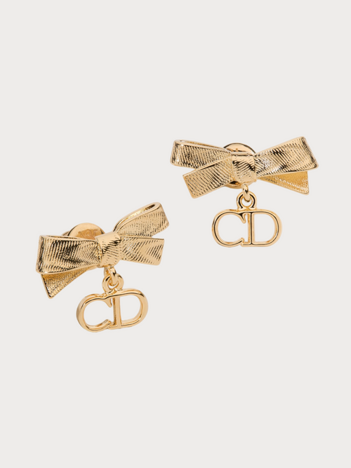 CHRISTIAN DIOR CD Bow Earrings(Gold)