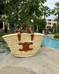 CELINE Teen Triomphe Classic Panier | Celine Straw Basket Bag (Brown)