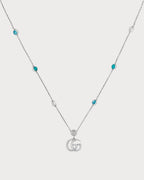 GUCCI Double G Mother of Pearl Necklace Silver Green | 古馳 頸鏈 (銀色/綠色)