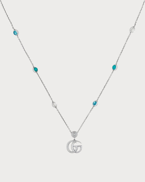 GUCCI Double G Mother of Pearl Necklace Silver Green | 古馳 頸鏈 (銀色/綠色)