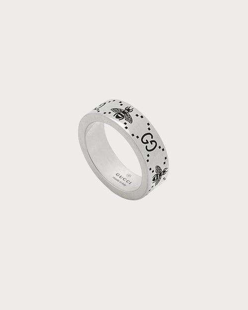 GUCCI GG and Bee Engraved Ring | 古馳 戒指 (銀色)