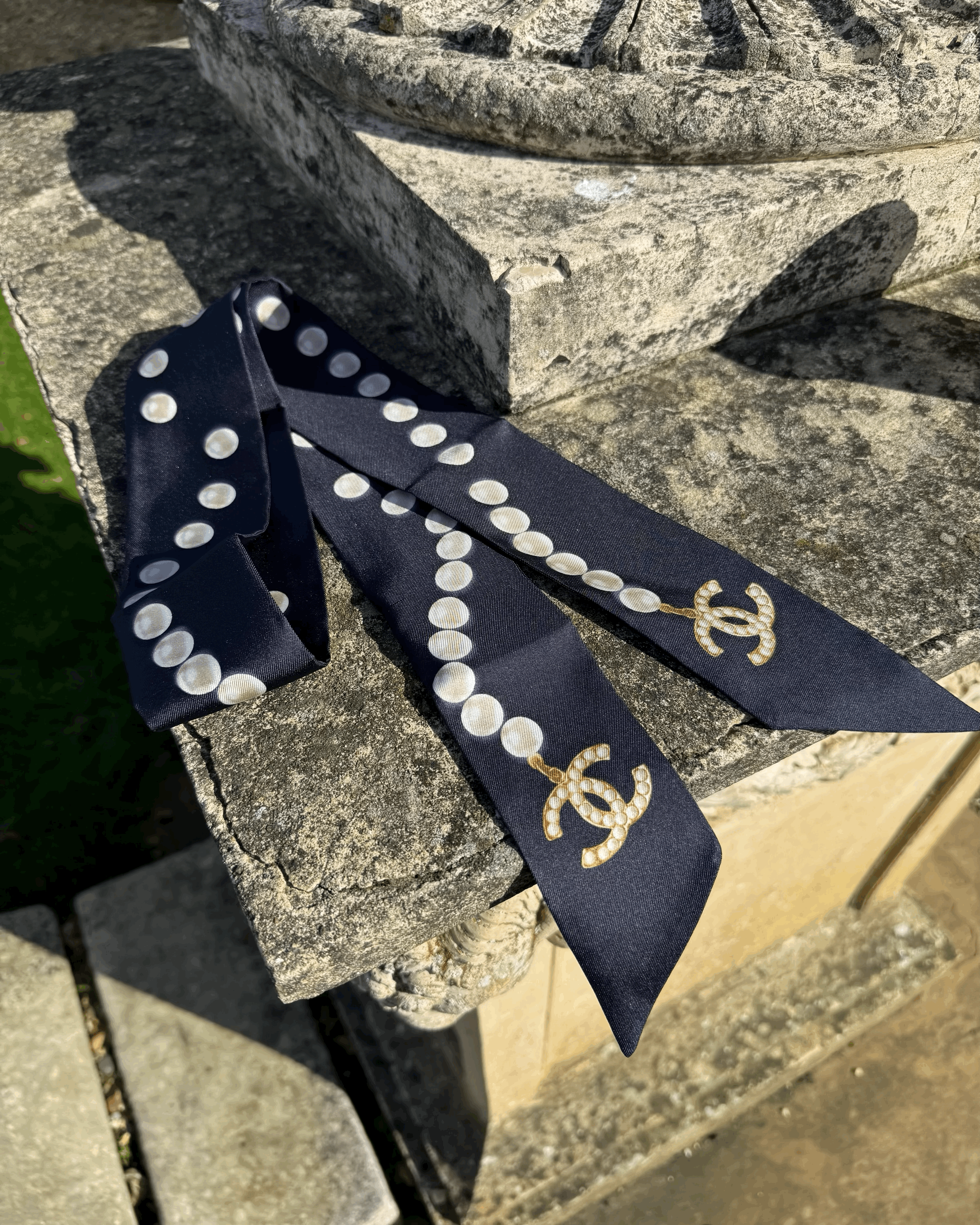 CHANEL AA1208 Slim Bandeau Twilly Chanel small scarf (dark blue