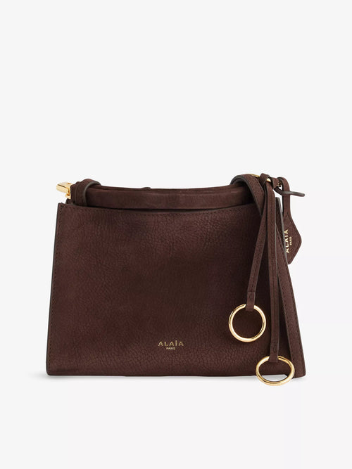 ALAIA Le Click Square Small Leather Shoulder Bag Brun Fonce | 手袋 (深棕色)