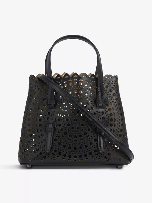 ALAIA Mina 20 Laser-Cut Leather Tote Bag Noir | 手袋 (黑色)