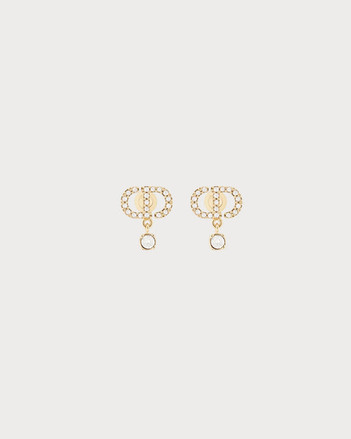 CHRISTIAN DIOR Petit CD Earrings Gold-Finish Metal and Silver-Tone Crystals | 迪奧 耳環 (金色)