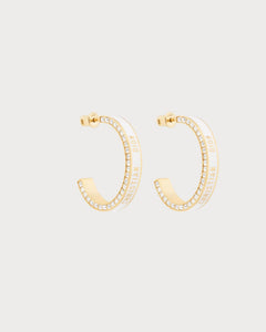 CHRISTIAN DIOR Large Dior Night Code Hoop Earrings Gold-Finish Metal, White Crystals | 迪奧 耳環 (多色)