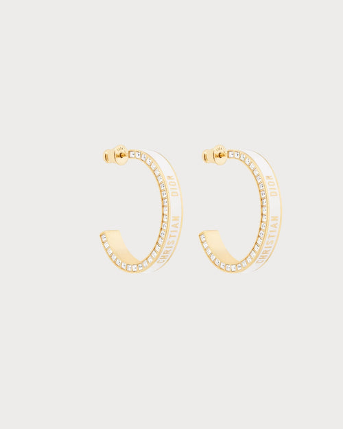 CHRISTIAN DIOR Large Dior Night Code Hoop Earrings Gold-Finish Metal, White Crystals | 迪奧 耳環 (多色)