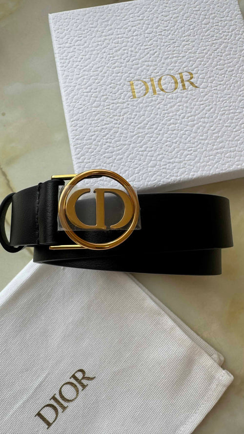 CHRISTIAN DIOR 30 Montaigne Circled Belt(25MM/Black)
