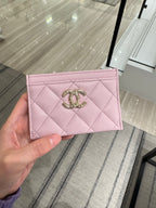 CHANEL Pink Calfskin CC Card Holder | Chanel card holder (pink)