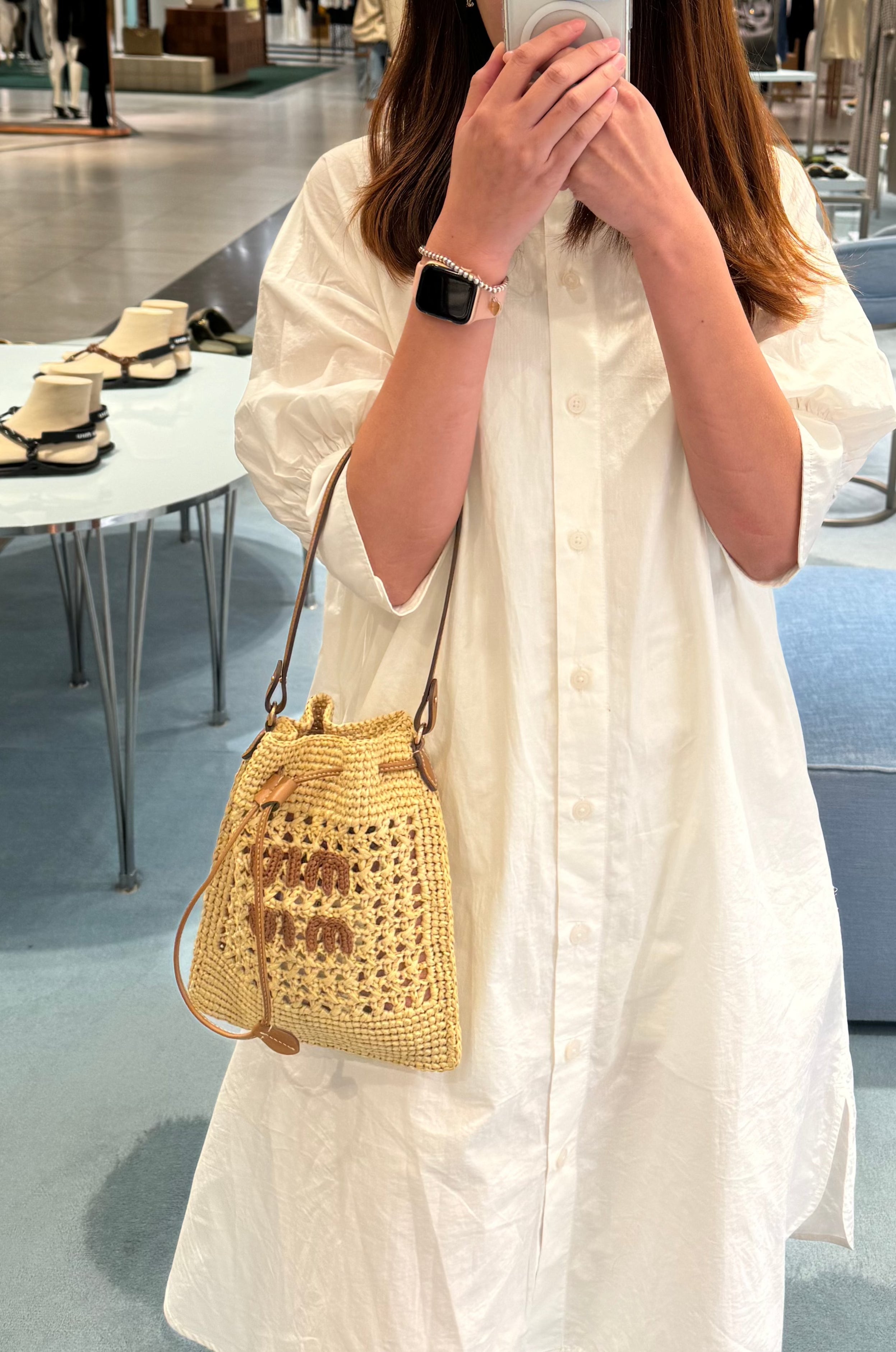 MIU MIU Woven Fabric Mini Bag Miu Miu Woven Fabric Bag Multicolor