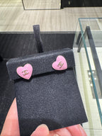 CHANEL Mini Pink Heart Earrings | 香奈兒 心心耳環 (粉紅色)