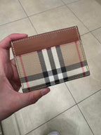 BURBERRY Check Card Case Calfskin(Archieve Beige)