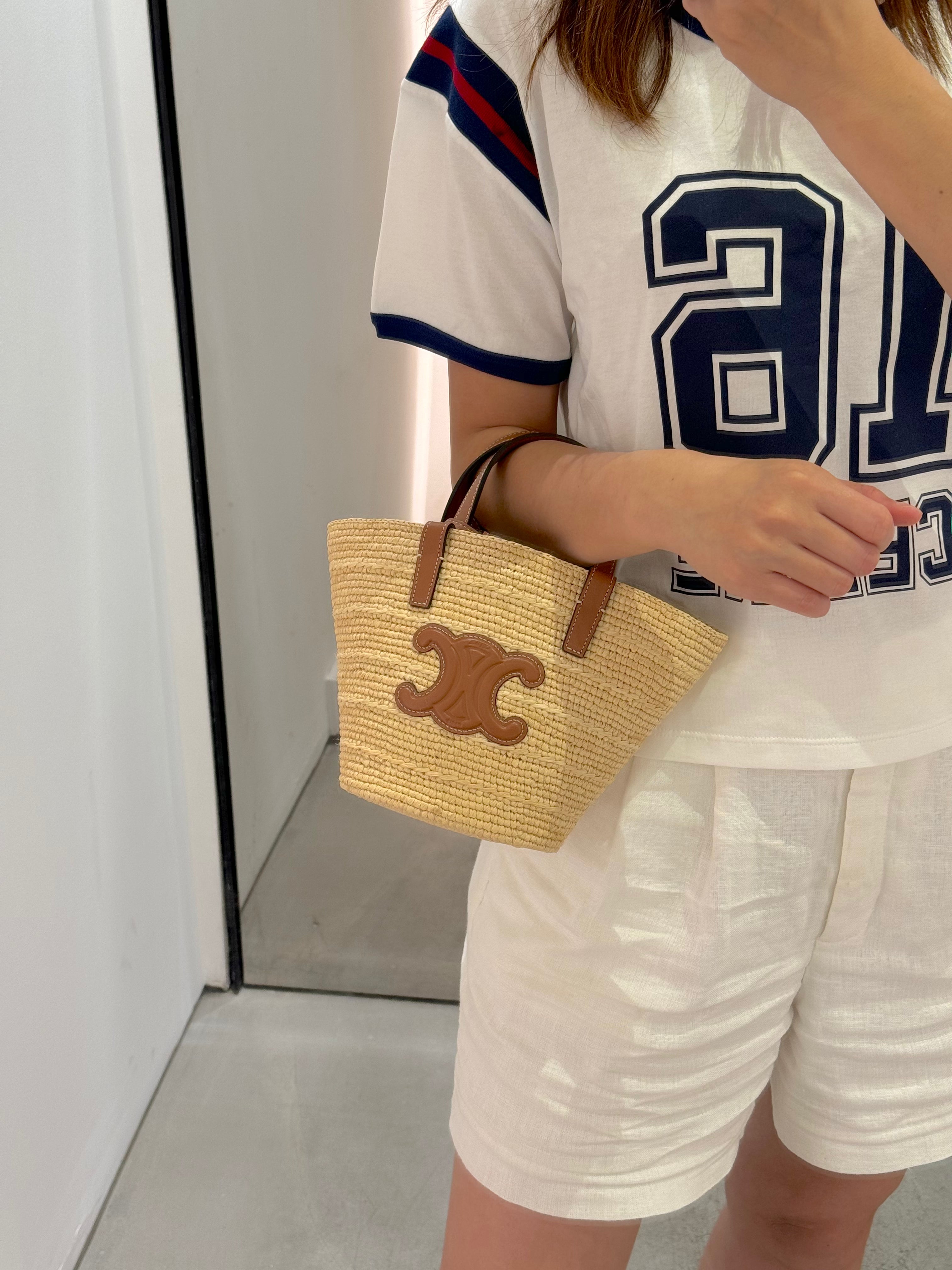 CELINE Nano Supple Celine Classic Panier Raffia Celine Straw Bag