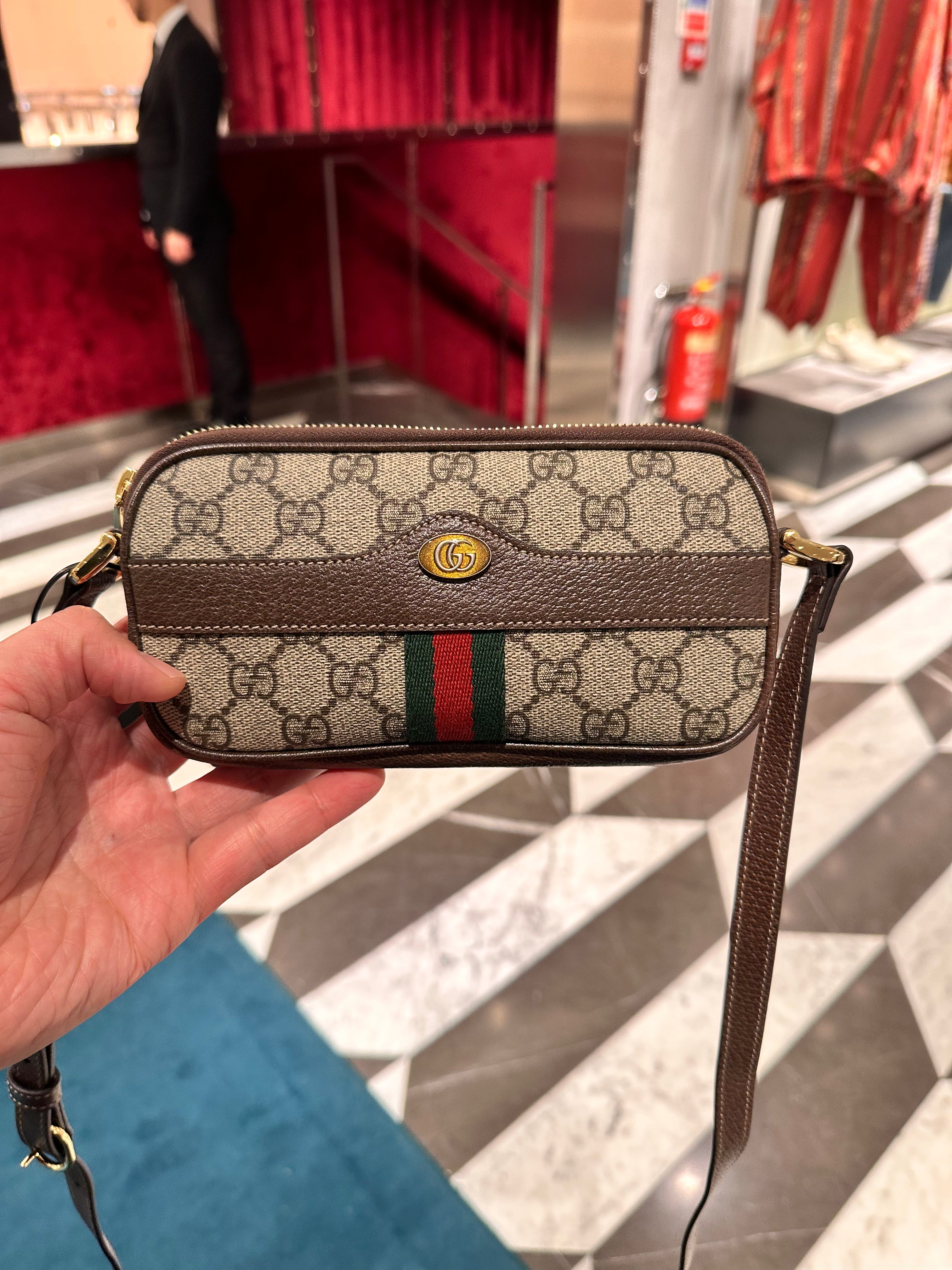 GUCCI Ophidia GG Mini Bag Gucci Camera Bag Mini Brown LondonKelly