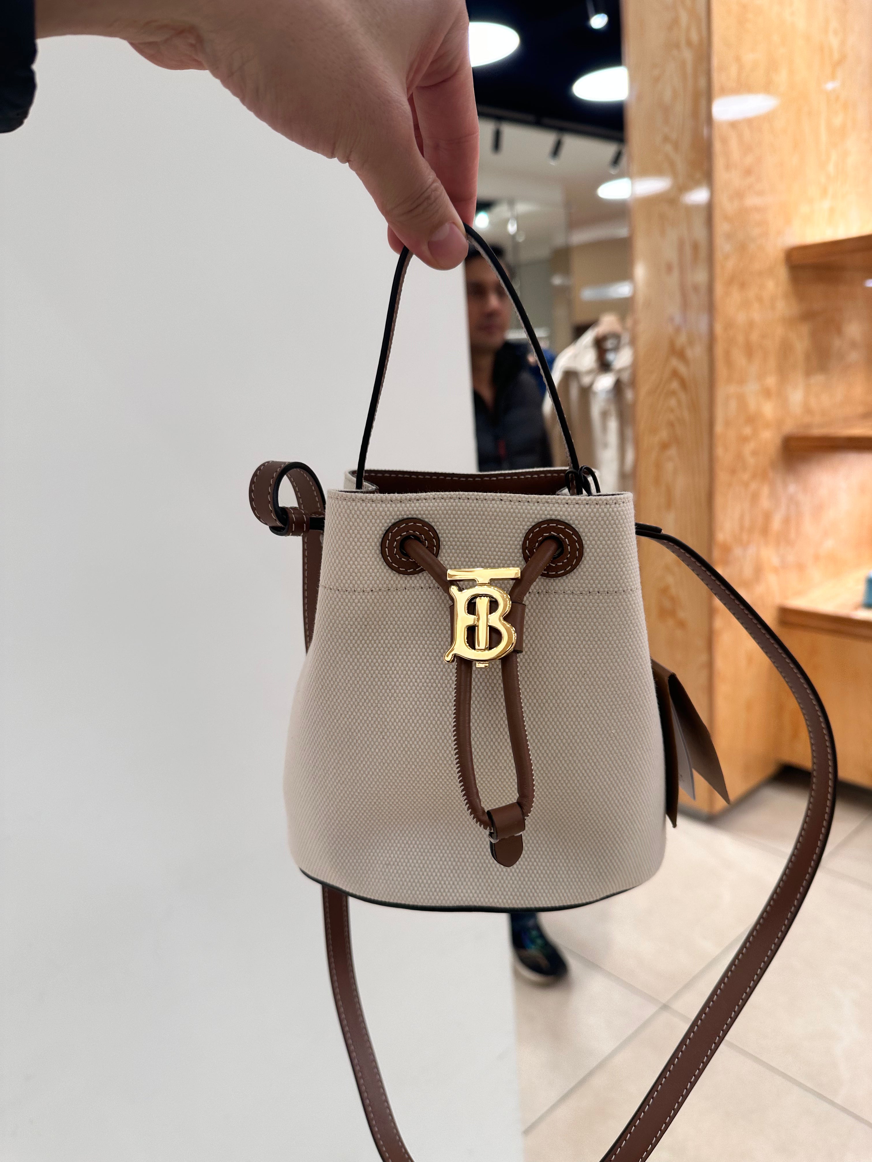 BURBERRY Mini Drawstring Bucket Burberry Bucket Bag Beige LondonKelly