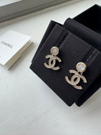 CHANEL Silver CC Crystal Earrings | Chanel Earrings (Silver)