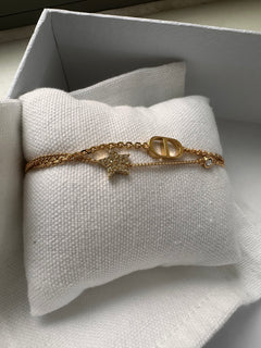 CHRISTIAN DIOR Petit CD Double Bracelet | 迪奧 Petit CD 雙環手鏈 (金色)