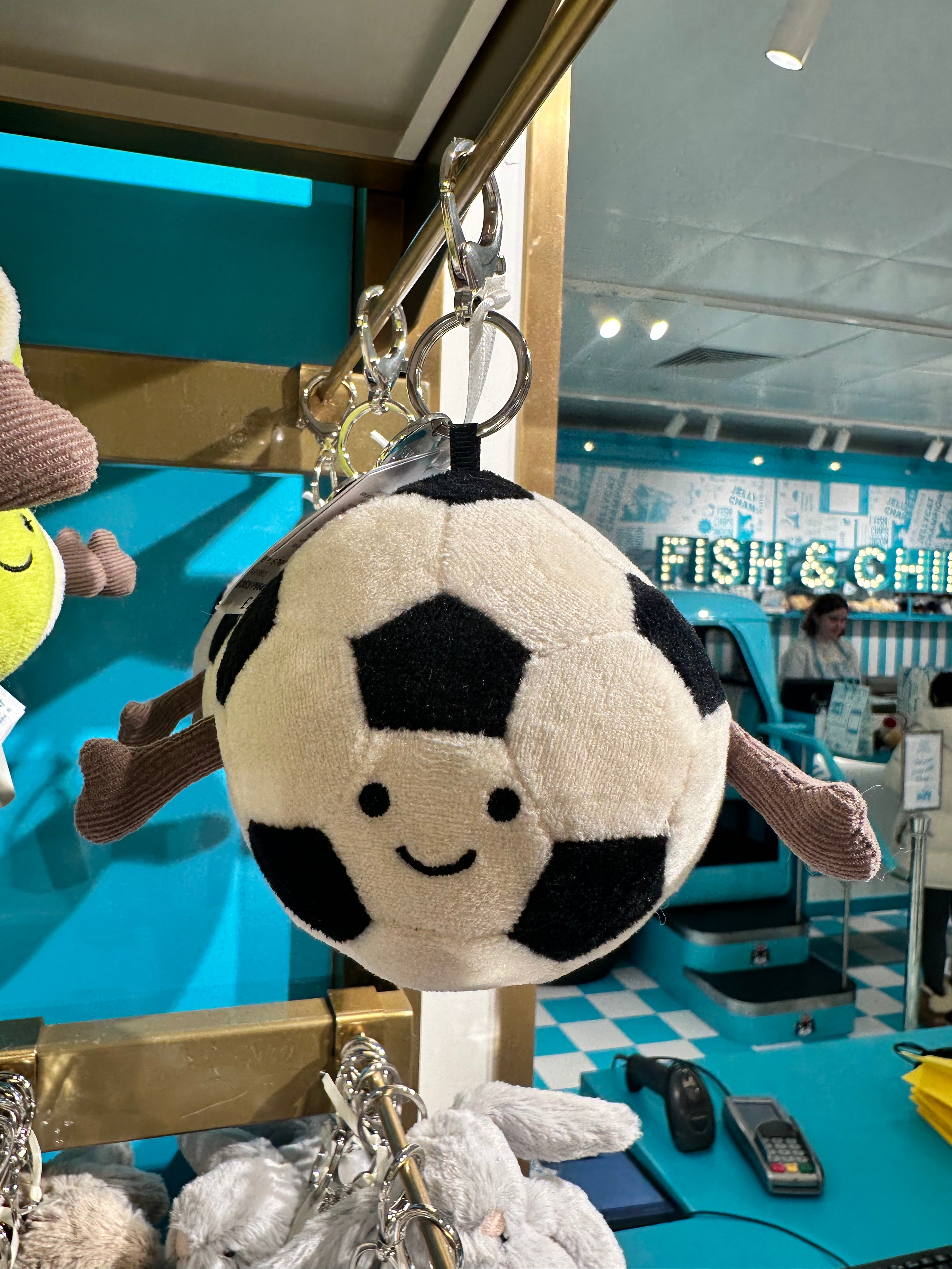 JELLYCAT Amuseables Sports Soccer Bag Charm(Black/White