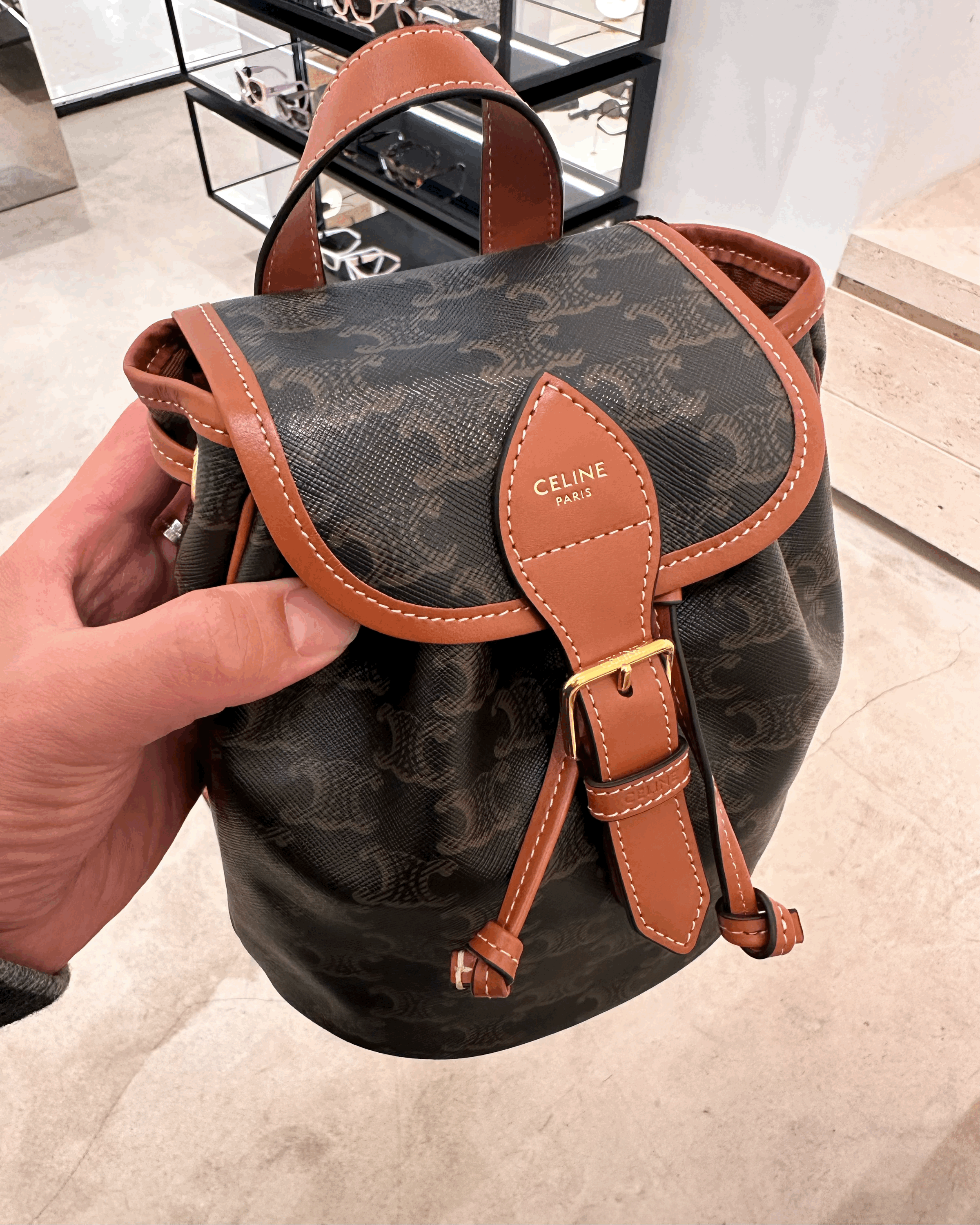 celine mini backpack folco CELINE Triomphe Canvas Backpack Folco Triomphe Canvas(Mini/2 Colors)