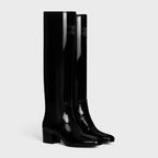 CELINE Les Bottes Celine Triomphe High Boot in patent calfskin | 賽琳 思琳 凱旋高筒亮面小牛皮長靴(黑色)