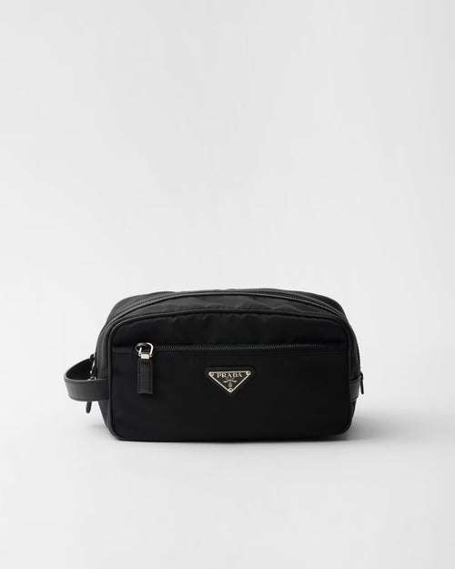 PRADA Men's Re-Nylon and Saffiano Leather Travel Pouch Black | 普拉達 男仕旅行收納袋 (黑色)
