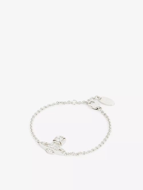 VIVIENNE WESTWOOD Carmela Bas Relief Brass and Cubic Zirconia Bracelet | Queen Mother Bracelet (Silver)