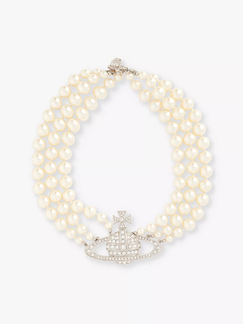 VIVIENNE WESTWOOD Triple-Row Faux-Pearl Orb Pendant Choker | 西太后 珍珠頸鏈 (多色)