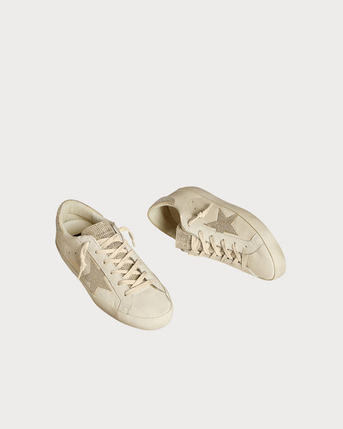 GOLDEN GOOSE Women’s Super-Star in nappa leather with Swarovski crystal star and heel tab(White)