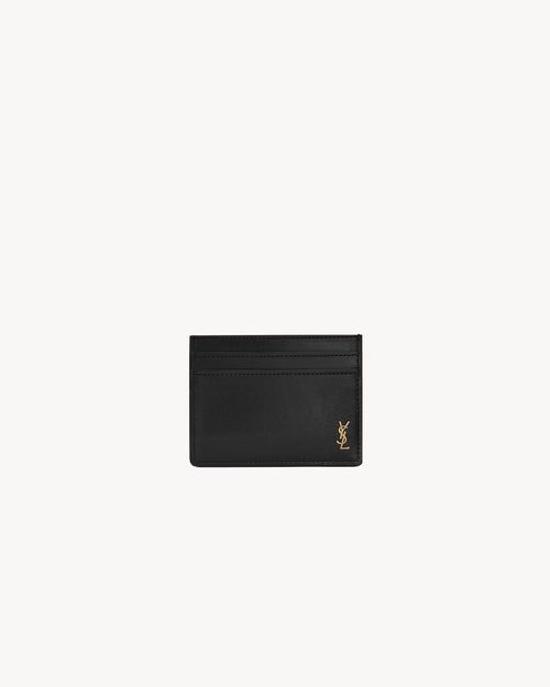 YSL SAINT LAURENT Men's Tiny Cassandre Credit Card Case In Shiny Leather | 聖羅蘭 男仕卡套 (黑色)