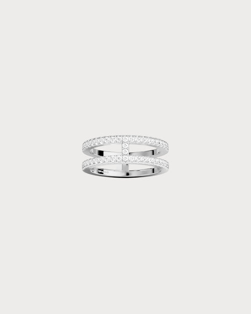 APM MONACO A22677OX Double Line Pave Ring | 双排镶石戒指 (银色) - LondonKelly 英国名牌代购