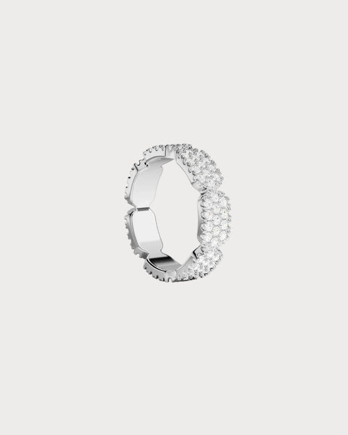 APM MONACO A23030OX Dainty Silver Pave Ring | 精致镶石银戒指 (银色) - LondonKelly 英国名牌代购
