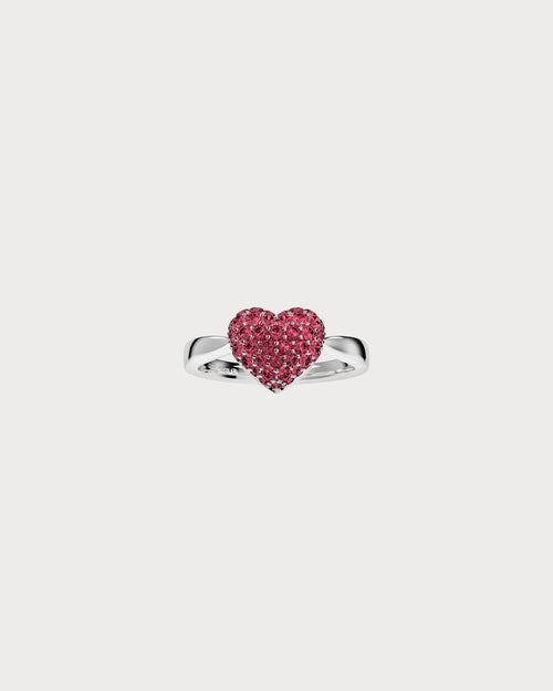 APM MONACO A23916KR Fuchsia Heart Ring | 桃紅愛心戒指 (銀色) - LondonKelly 英國名牌代購