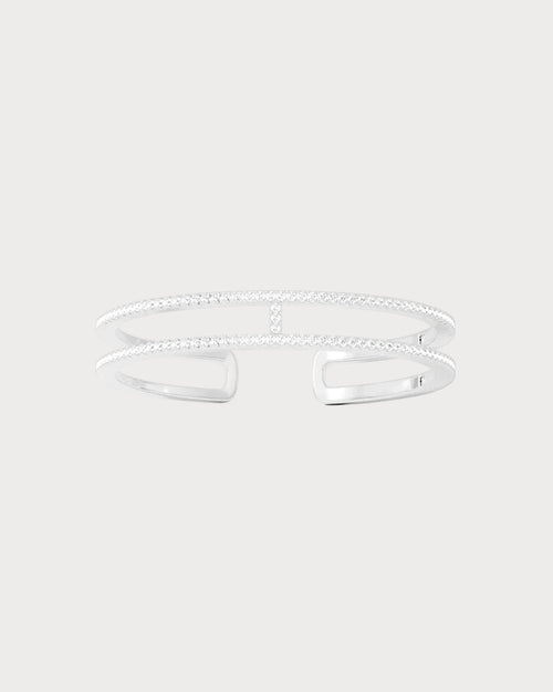 APM MONACO AB5122OX Double Line Pave Cuff | 双排镶石手镯 (银色) - LondonKelly 英国名牌代购