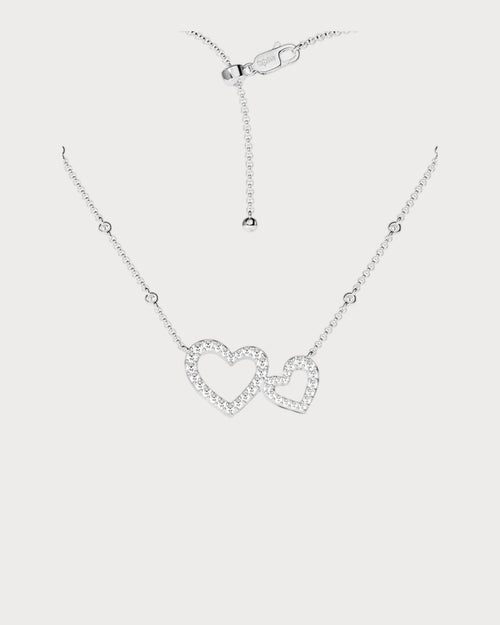 APM MONACO AC8180OX Hollow Heart Adjustable Necklace | 镂空心形可调式颈链 (银色) - LondonKelly 英国名牌代购