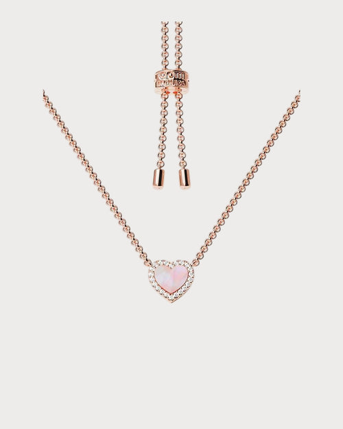 APM MONACO PC5795XNAC Pink Nacre Heart Adjustable Necklace18k Rose Gold Plated | 粉色珍珠母心形可調式頸鏈 (玫瑰金) - LondonKelly 英國名牌代購