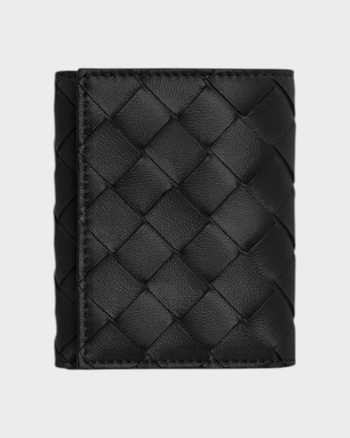 BOTTEGA VENETA Small Intrecciato Tri-Fold Zip Wallet | 葆蝶家 銀包 (黑色) - LondonKelly 英國名牌代購