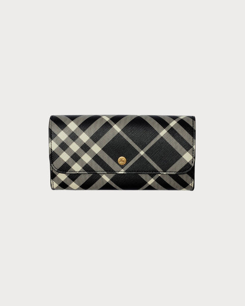BURBERRY Check Continental Wallet Black/Calico | 博柏利 長銀包 (黑白色) - LONDONKELLY 英國名牌代購