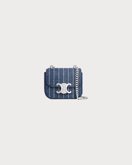 CELINE Mini Chain Claude In Striped Denim | 赛琳 迷你手袋 (牛仔蓝) - LondonKelly 英国名牌代购