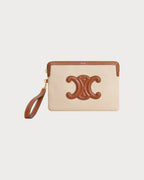 CELINE Small Pouch With Strap Cuir Triomphe In Textile | 赛琳 手袋 (米色) - LondonKelly 英国名牌代购