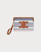 CELINE Small Pouch With Strap In Striped Textile And Calfskin | 賽琳 手袋 (藍白色) - LondonKelly 英國名牌代購
