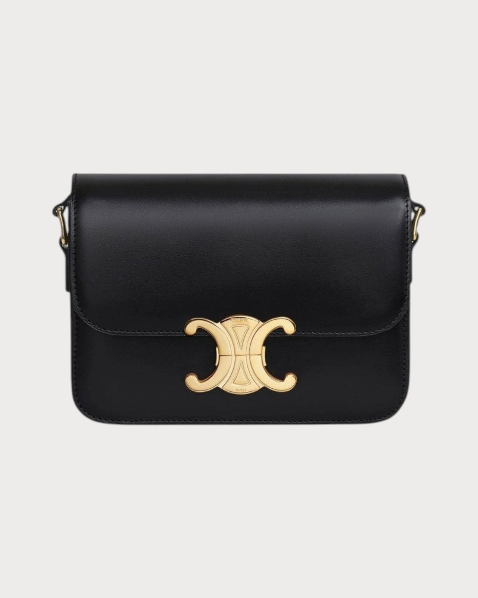 CELINE Triomphe Bag Shiny Calfskin Black Shiny Calfskin(Teen/Many