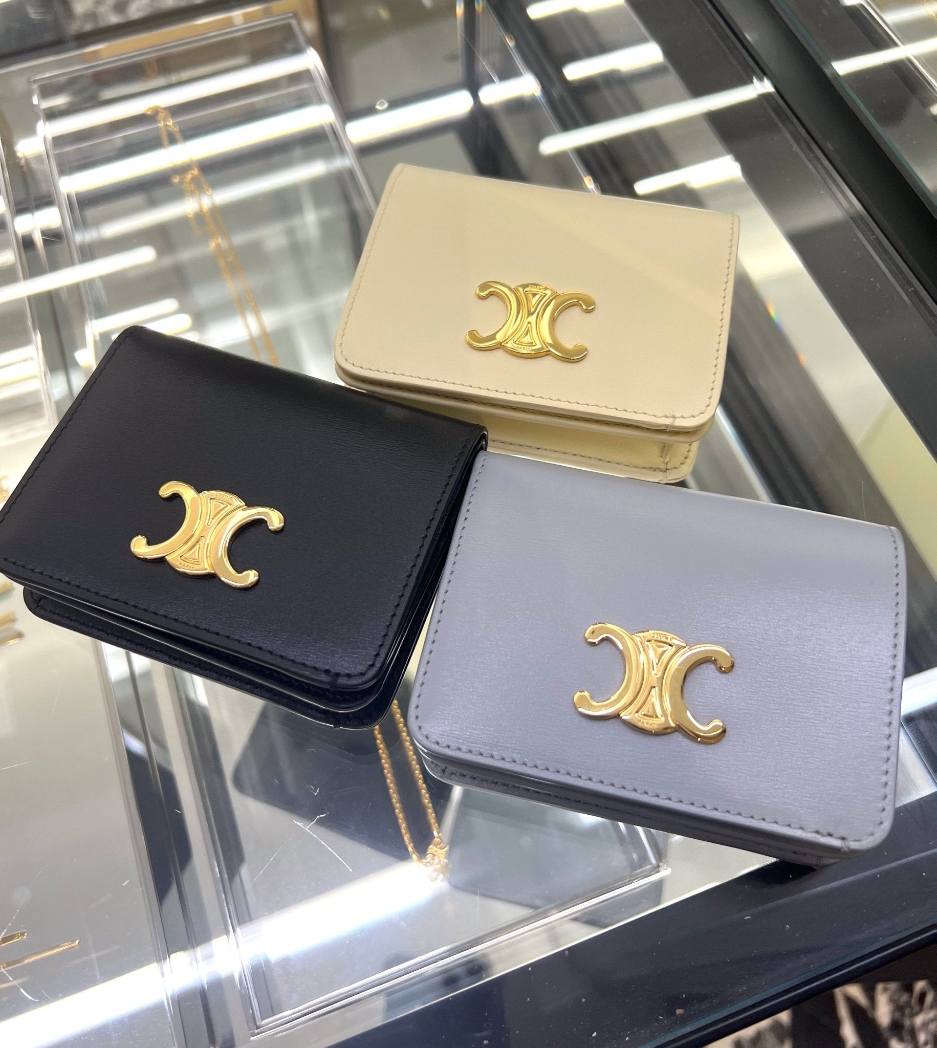 CELINE Triomphe Compact Wallet | Celine card holder wallet