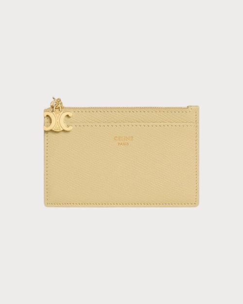 CELINE Zipped Card Holder Triomphe Charms In Grained Calfskin | 賽琳 卡套 (多色) - LONDONKELLY 英國名牌代購