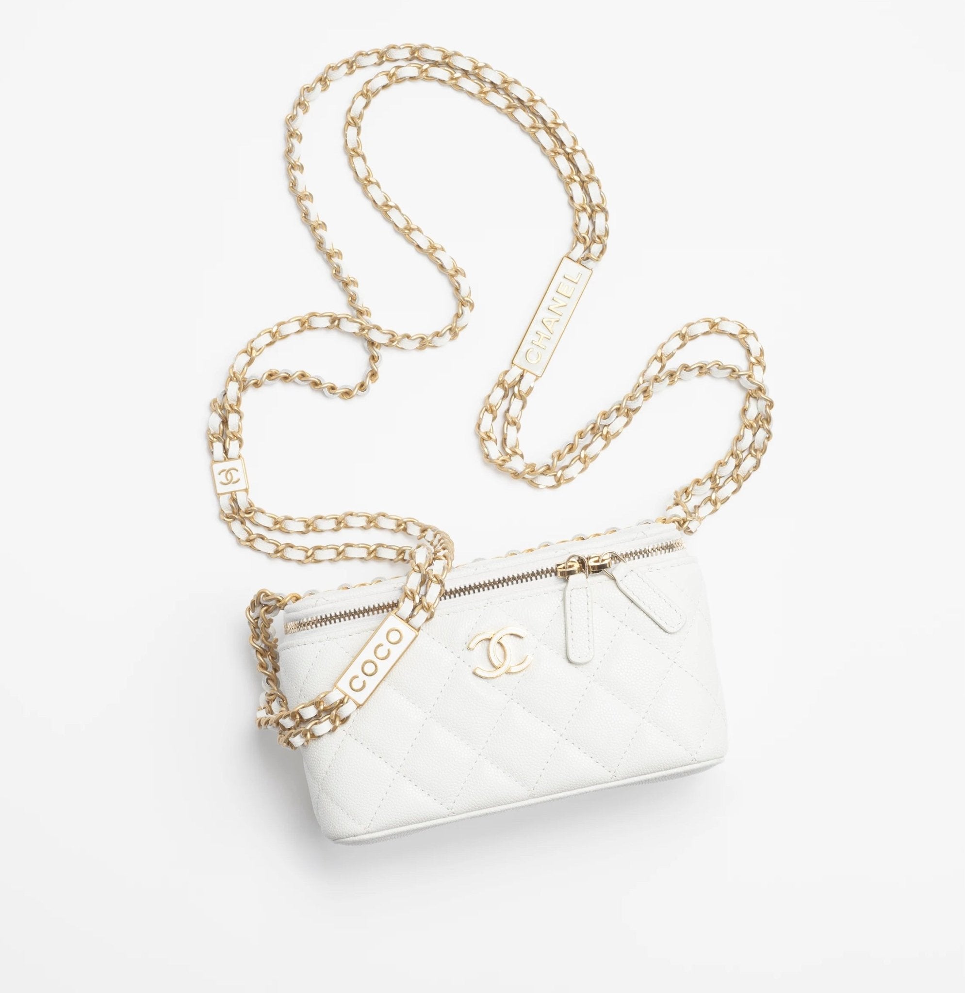 CHANEL AP3475 Clutch with Chain Chanel Cosmetic Case Bag (White