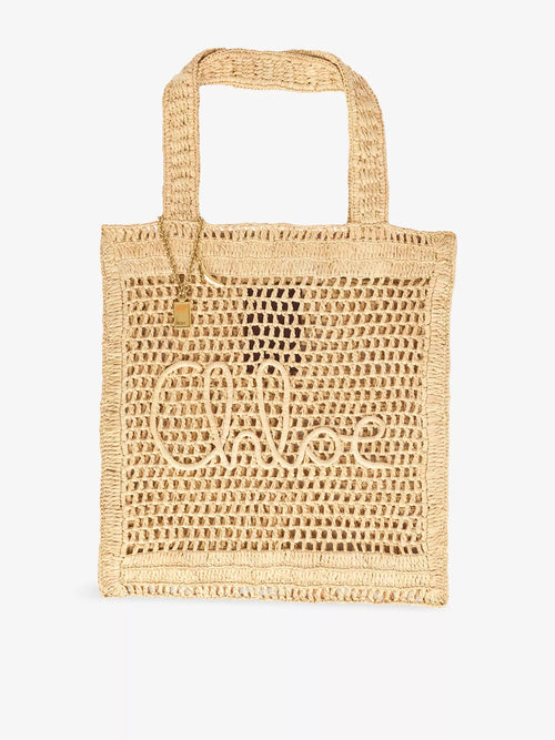 CHLOE Summer Banana Small Raffia Rectagular Tote Bag Hot Sand | 蔻依 草編袋 (啡色) - LondonKelly 英國名牌代購