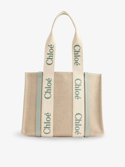 CHLOE Woody Medium Linen Tote Bag Bluish Green | 蔻依 中碼手提袋 (藍色) - LondonKelly 英國名牌代購