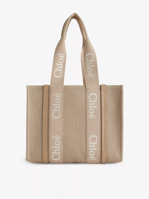 CHLOE Woody medium linen tote bag Boyish Brown | 蔻依 中碼手提袋 (米色) - LondonKelly 英國名牌代購